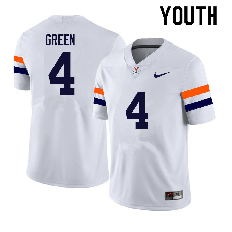 Youth #4 Mike Green Virginia Cavaliers College Football Jerseys Sale-White